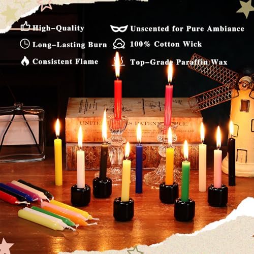 Baderke 24 Pack 4 Inch Colored Spell Candles and 6 Witch Candle Holders for Witchcraft, Chime Spell Candles for Rituals, Birthdays, Meditation, Altar, Spells - Image 3