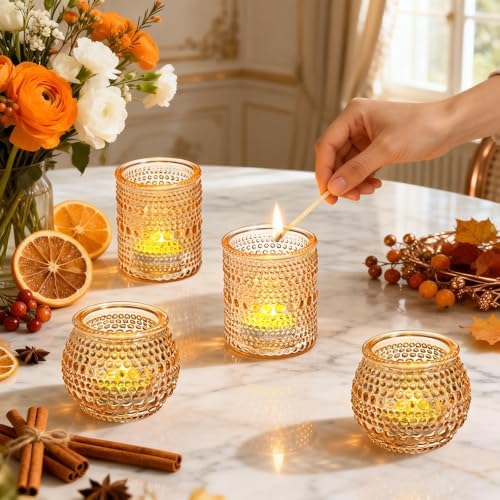 Rubtlamp 24pcs Gold Votive Candle Holder, Two Size Tea Light Candle Holders, Glass Candle Holder for Table Centerpiece, Wedding, Baby Shower, Birthday and Home Decorations - Image 4