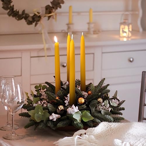 2PCS 9" Natural Beeswax Taper Candles, Dripless Smokeless, Long Lasting - Image 3