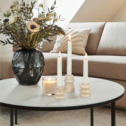 Vixdonos Natural Stone Candle Holder Set of 3 Taper Candle Candlestick Mantle Candle Stand for Home Decor,Wedding,Party and Table Centerpieces(White) - Image 5