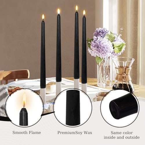 Candlesticks Long Taper Candle,Unscented 10 Inches Black Candle Sticks Smokeless Tapered Candles for Home Décor Holiday Gifts - Image 6