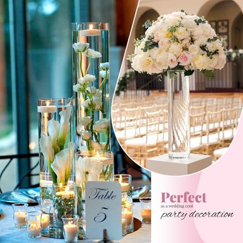 12Pack Glass Cylinder Vases for Centerpieces - 14 Inch Tall Flower Vase for Wedding Decorations, Floating Candle Holder Vase Bulk,Glass Hurricane Candle Holders for Table Shelf, Party, Home Decor - Image 7