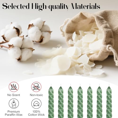 Tobeape 10" Sage Green Spiral Taper Candles 12 Pack, Unscented & Dripless - Image 5