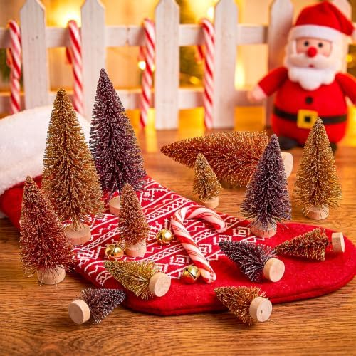 SATINIOR 60 Pcs Autumn Bottle Brush Trees Mini Christmas Sisal Trees - Image 2