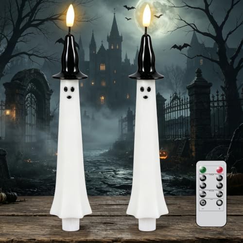 Halloween Witch Flameless Taper Candles with Remote and Timer by DRomance