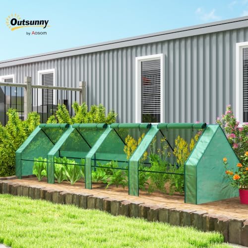 Outsunny 12' x 3' x 3' Mini Greenhouse Portable with Zippered Doors Green - Image 2