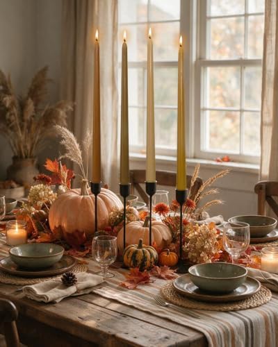 12inch Fall Taper Candles Tall Candlesticks-Unscented dripless Candles for Fall Harvest Thanksgiving Dinners Parties and Home Decor-12pcs - Image 4