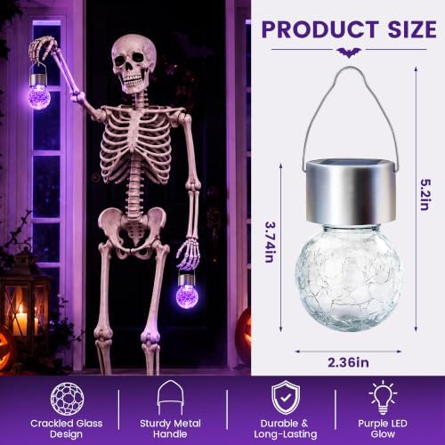 GIGALUMI Halloween Solar Lights Outdoor Solar Hanging Lanterns Outside 12PC - Image 7