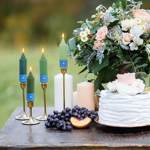 Unscented Dripless Taper Candles Gradient Green 5INCH Smokeless Short Taper Candlesticks for Dinner Weddings Birthday Party Home Décor - Image 2
