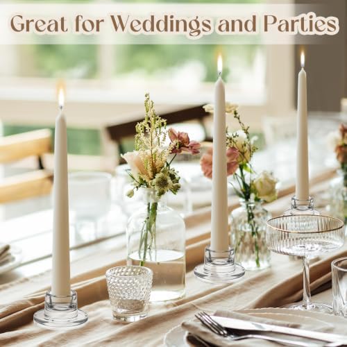 6 Pcs Glass Taper Candle Holders Candlestick Holders - Image 4