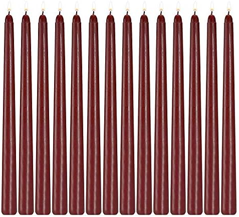 Howemon 14 Pack Dark Red Taper Candles 12 Inch Tall 3/4 Inch Thick Burn 10 Hours (Burgundy) by Howemon