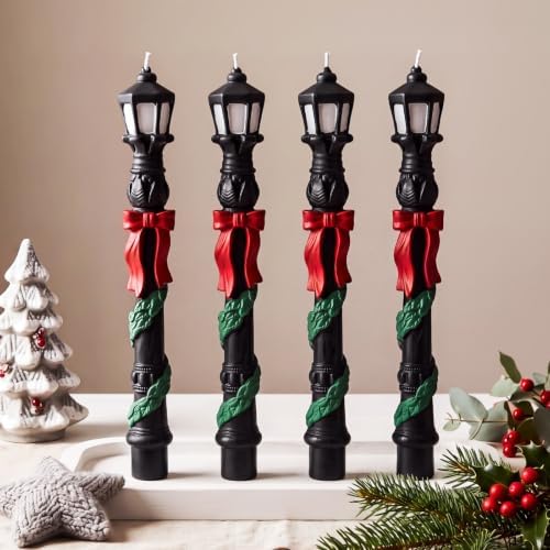 Nuanchu 4 Pcs Xmas Streetlights Shaped Taper Candles Winter Table Decor by Nuanchu