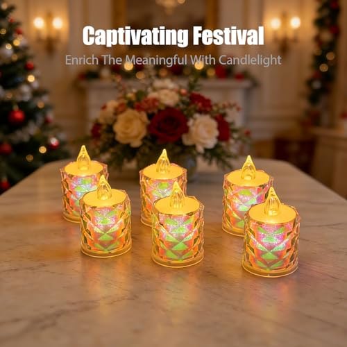 24 Pack Crystal Candle Lights,Battery Operated Candle,100+Hours Fake Electeic LED Tea Lights for Votive,Centerpiece Table Decorations - Image 4