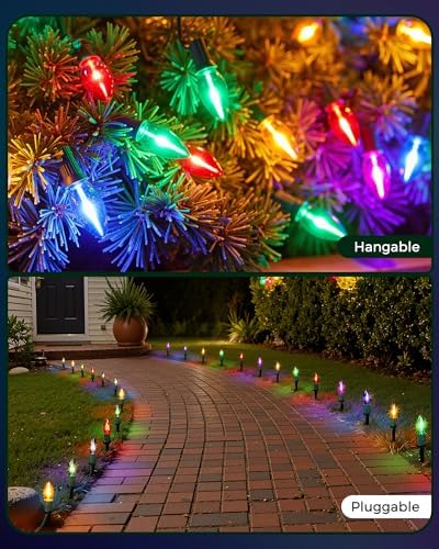 Christmas Pathway Lights Outdoor,28 Ft C9 Lights with 60 Multicolor Bulbs - Image 5
