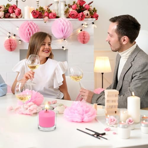 10 Hour Pink Votive Candles for Weddings Party Spa and Emergency, Set of 36 Unscented Bulk Candles for Restaurants and Home Decoration - Image 4