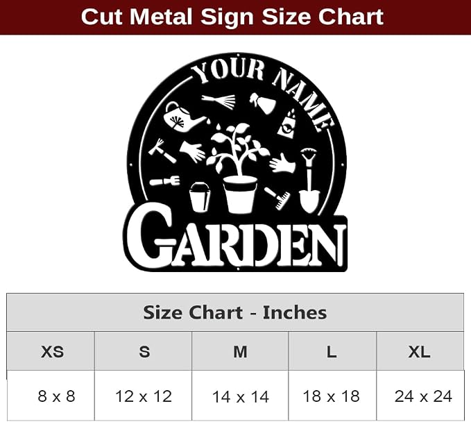 MeMate Garden Metal Signs, Garden Sign to Personalize, Personalized Metal Outdoor Decor, Custom Name Plaque for Women Mom Grandma, Rustic Decorations for She Shed, Potting Shed