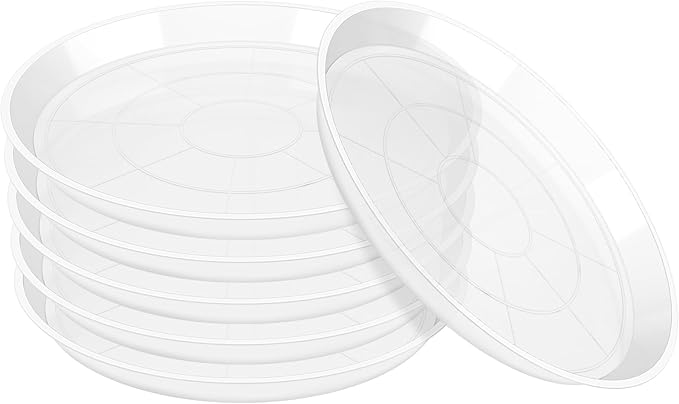 OUPSAUI Plant Saucer Pot Tray, 6 Pack Clear Plant Saucers for Indoors, Large Plastic Dish Suacer Water Drip Tray for Potted Plants Flowers (18 Inches)