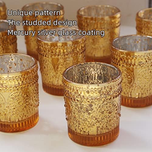 VOHO Gold Votive Candle Holders Set of 12, Mercury Gold Candle Holders Bulk - Image 4