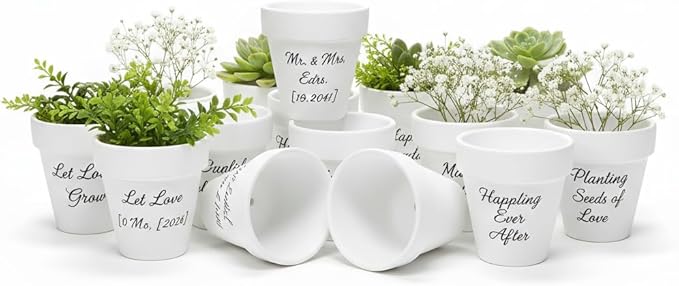 YESIACE White Terracotta Flower Pots with Drainage Holes, 4 Inches, 24 Pack, Suitable for Planting and Decoration