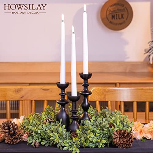 HOWSILAY Wood Candle Holders for Table Centerpiece Black Candlestick Holders - Rustic Candle Stick Candle Holder fits 3/4" or 7/8" Taper Candle and Dia 1.5" Led Tea Lights Candles or Pillar Candles - Image 2