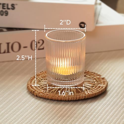 Homemory 12 Pcs Glass Votive Candle Holders, Clear Tealight Candle Holder, Vintage Candle Holders Bulk for Table Centerpieces, Christmas, Baby Shower, Birthday, Wedding - Image 2
