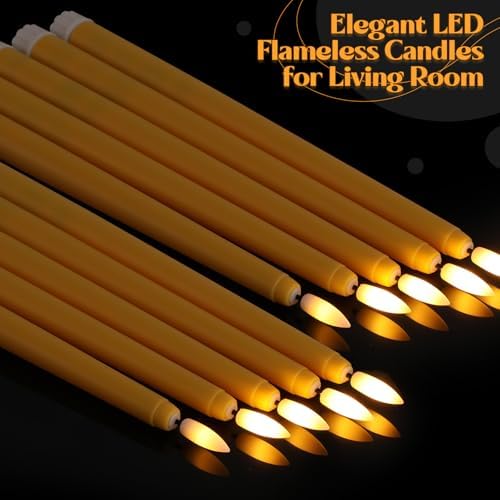 Macarrie 24 Packs Flameless Taper Candles Battery LED 11",Yellow - Image 4