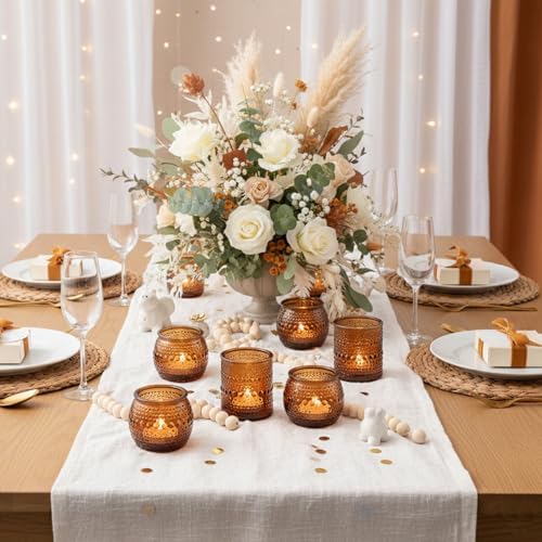 16 Pcs Assorted Amber Candle Holders- Vintage Candle Holder for Rustic/Boho Wedding Table centerpieces, Bridal Shower, Baby Shower Decoration - Image 4