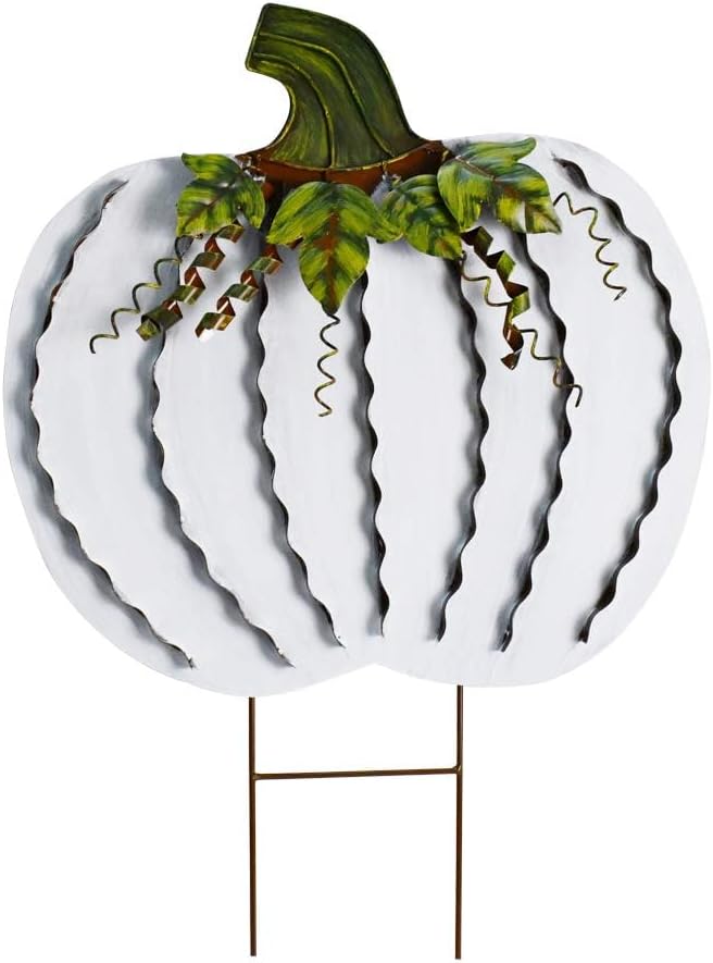 26"H Metal Pumpkin Yard Stake Outdoor Fall Decor Rustic Pumpkin Garden Stake Autumn Yard Sign Pumpkin Lawn Ornaments for Porch Garden Home Patio Harvest Thanksgiving Halloween Decorations