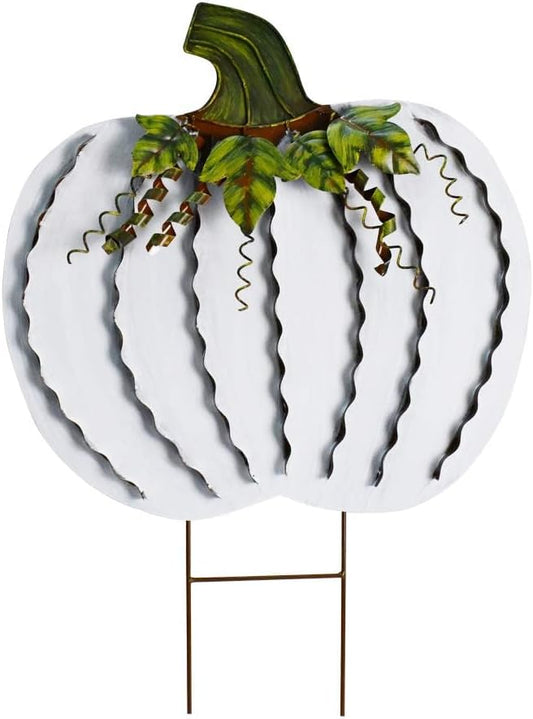 26"H Metal Pumpkin Yard Stake Outdoor Fall Decor Rustic Pumpkin Garden Stake Autumn Yard Sign Pumpkin Lawn Ornaments for Porch Garden Home Patio Harvest Thanksgiving Halloween Decorations