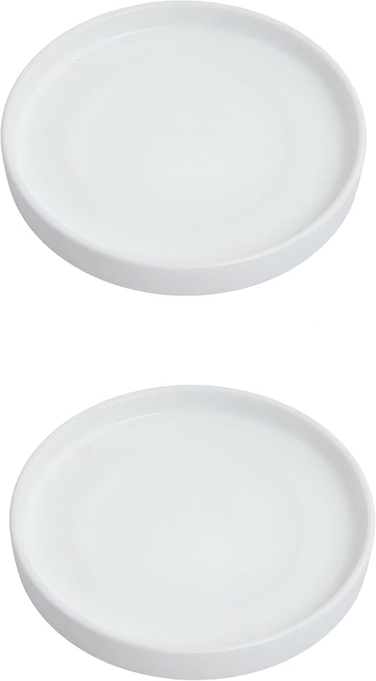 12 inch Matte White Ceramic Plant Saucer Set of 2 with Plant Saucer mat