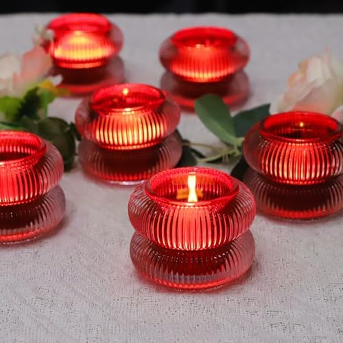 Woho Red Votive Candle Holders Set of 6, Tea Candle Holder for Christmas - Image 4