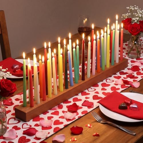 Mumufy 36 InchWood Taper Candle Holder Long Dark Brown for Table Decor by Mumufy