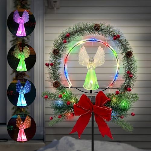 Fiber Optic Angel Solar Lights Garden Stakes,Christmas Decorastions Outdoor by HokfirmHomeDecorGarden