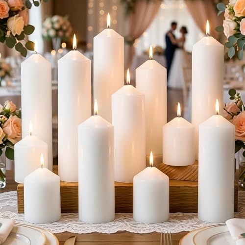 Pillar Candles White Bulk 2x3 2x6 2x8inch Unscented Tall Candle 24Set by ugbem