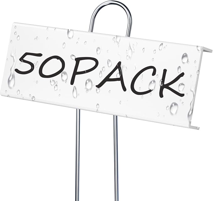 50 Pack Metal Plant Labels for Outdoor Garden Waterproof Plant Markers, Labels Garden Markers for Seedlings Herbs Vegetable Greenhouse Gifts with Pen - White
