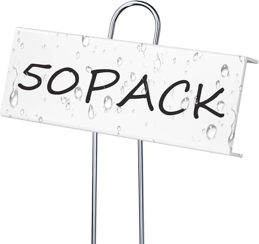 50 Pack Metal Plant Labels for Outdoor Garden Waterproof Plant Markers, Labels Garden Markers for Seedlings Herbs Vegetable Greenhouse Gifts with Pen - White