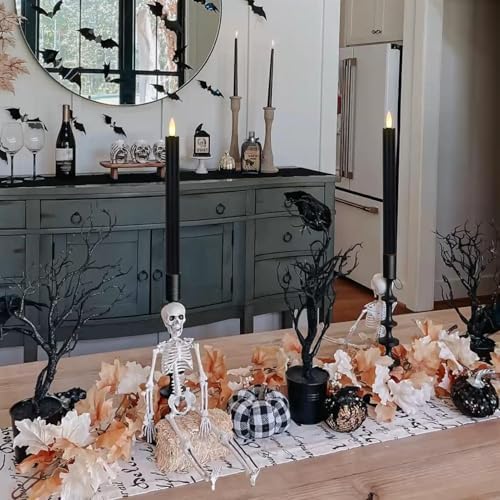 GenSwin Black Flameless Taper Candles with Remote, Halloween Flameless Candles Battery Operated, LED Halloween Candlesticks with 3D Wick for Home Decor(Set of 3, 0.78” x 9.6”) - Image 5