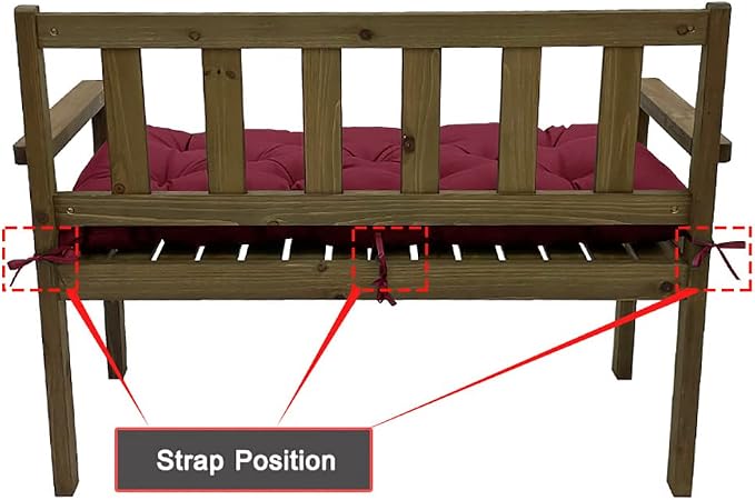 Srutirbo Indoor Outdoor Bench Cushion, Waterproof Swing Cushion Seat Chair Replacement Pads Pillow for Lounger Garden Furniture Patio Metal Wooden (Burgundy, 59 * 20inch)