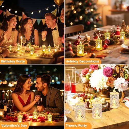 24pcs Flameless Candle Battery Operatted,Crystal LED Fake Tealight,100+Hours Fake Electeic LED Tea Lights for Votive,Centerpiece Table Decorations - Image 6