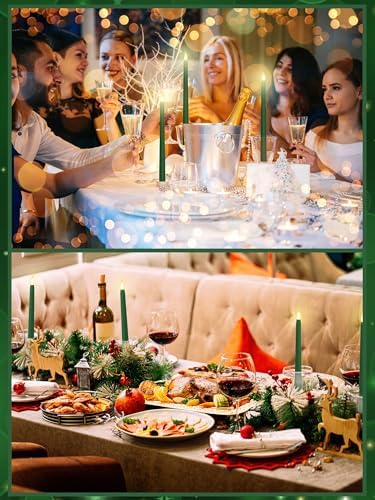 Treela Battery Operated LED Taper Candles,Christmas,11 Inch,Green - Image 6