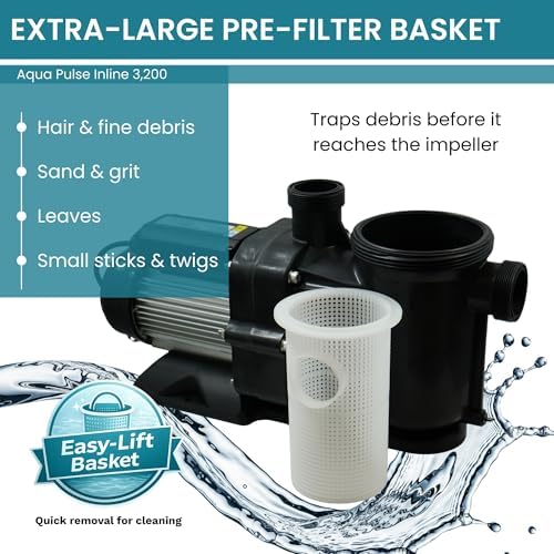 Half Off Ponds 3,200 GPH Pool and Garden Pond Pump, 1/2 HP | Energy-efficient 1/2 HP pump, 3200 GPH, quiet heavy-duty motor, thermal protection, includes oversized basket