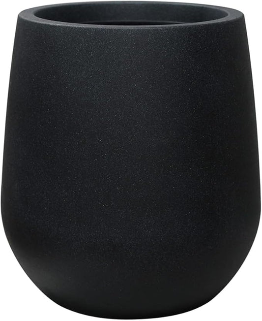 16.9 Inch Plastic Tall Planters for Outdoor Plants,Modern Black Round Tapered Flower Pot for Outdoor and Indoor Plants, Large Plant Pots with Drainage Holes and Rubber Plug for Home Garden Patio