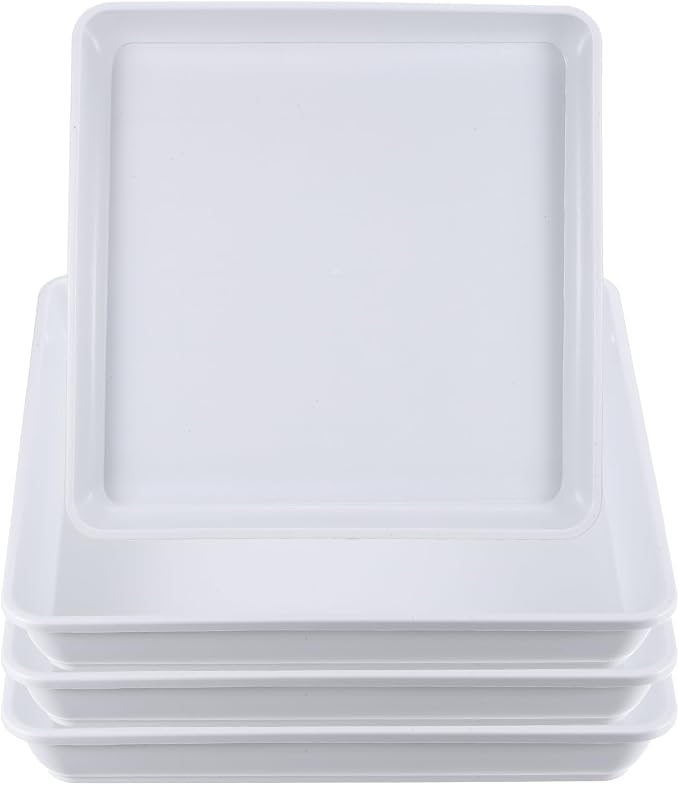PATIKIL Plant Saucer Tray, 4 Pack 18 Inch Square Plant Saucer Heavy Planter Pot Saucers Large Deep Flower Planter Drip Tray for Indoor Outdoor Plants, White