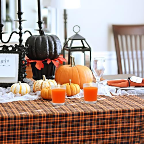 20 Packs Unscented Orange Votive Candles in Clear Glass, Small Bulk Natural Soy Wax Scentless Fall Colored Candles for Thanksgiving Halloween Harvest Home Holiday Spa Decoration - Image 4