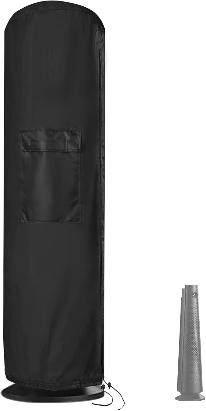 Portable Heater Cover for Dreo, Waterproof Electric Heater Cover for Indoor Outdoor Use - 8"D x 29"H, Black