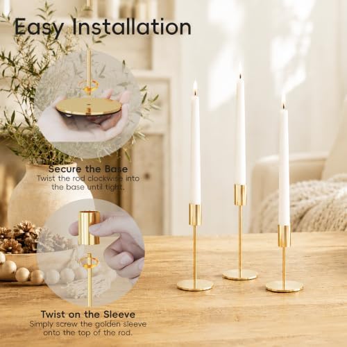 zeochyni Set of 54 French Gold Taper Candle Holder Bulks for Wedding, Party - Image 4