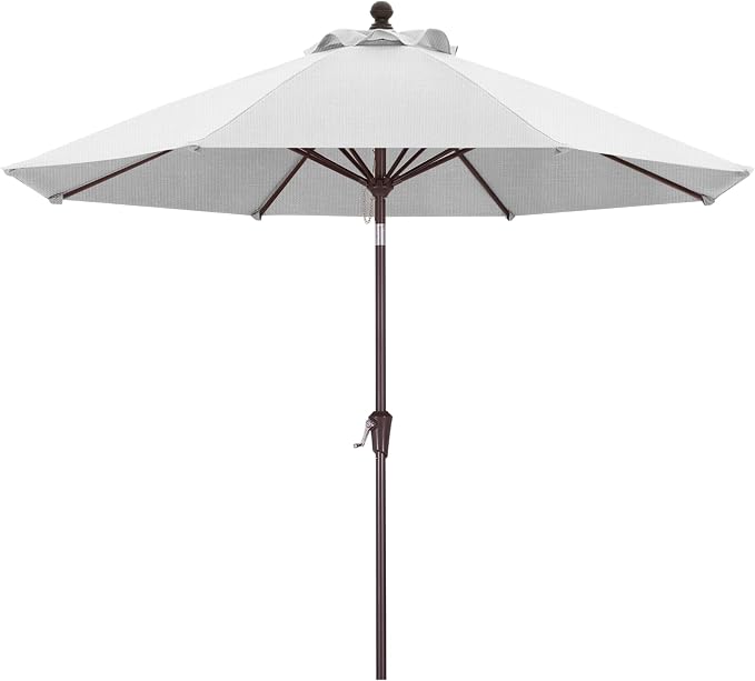 MASTERCANOPY Olefin 5-Year-Non-Fading 9ft Patio Umbrella with Tilt and Crank, Large UV Resistant Outdoor Table Umbrella with 8 Fiberglass Ribs for Deck, Yard & Market, White
