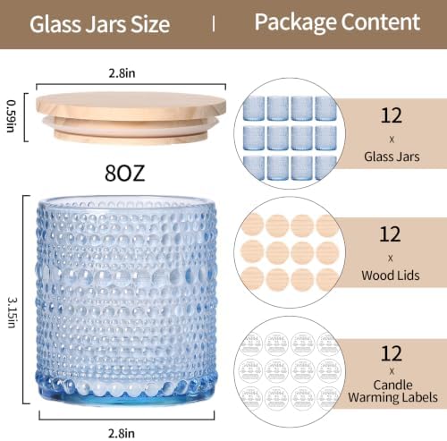 DARJEN 12 Pcs 8oz Glass Candle Jars with Lids, Candle Tins-Blue - Image 2