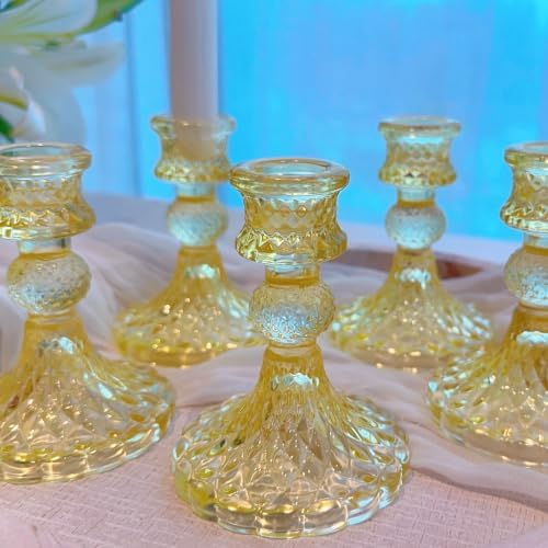 Clear Glass Candlestick Holders, Taper Candle Holders, Set of 6 - Image 4