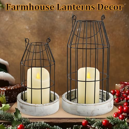 Farmhouse Lantern Decor Rustic Home Decor Lanterns with Flameless Candles - Image 6